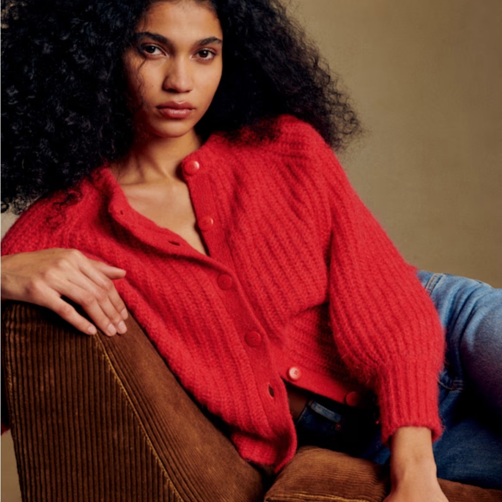 Sezane Emile Cardigan in Red, Size L